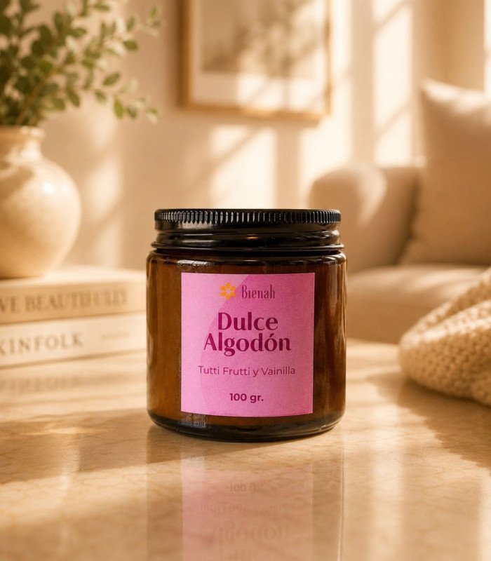 Vela Aromática | Dulce Algodón | Tutti Frutti Vainilla | Bienah
