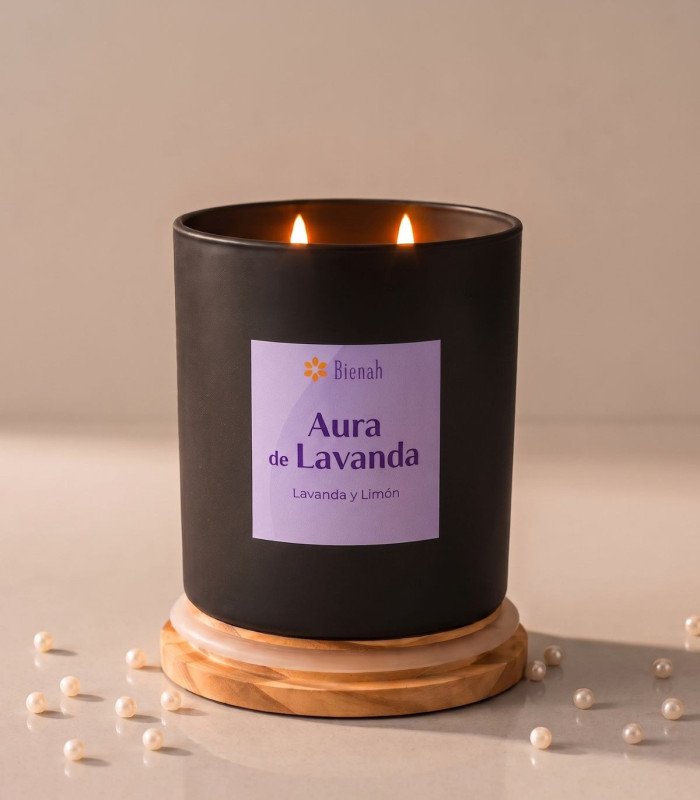 Vela Aromática 2 Mechas | Aura de Lavanda 400gr.  | Bienah