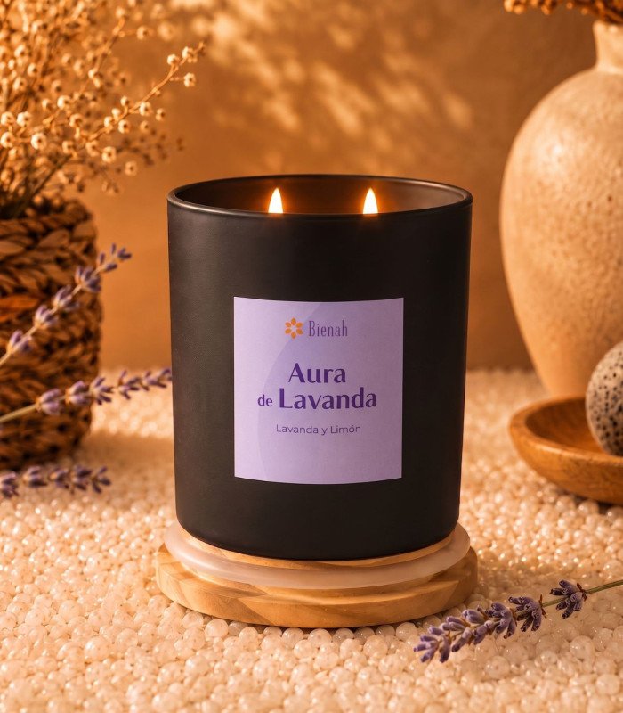 Vela Aromática 2 Mechas | Aura de Lavanda 400gr.  | Bienah