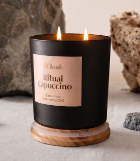 Vela Aromática 2 Mechas | Ritual Capuccino 400gr.  | Cafe Caramelo Capuccino  | Bienah