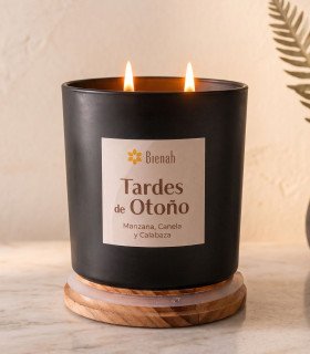 Vela Aromática 2 Mechas | Tarde de Otoño 400gr.  | Canela Manzana Calabaza | Bienah