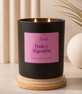 Vela Aromática 2 Mechas | Dulce Algodón 400gr.  | Tutti Frutti Vainilla  | Bienah