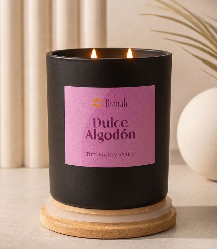 Vela Aromática 2 Mechas | Dulce Algodón 400gr.  | Tutti Frutti Vainilla  | Bienah